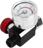 Hyuduo 140psi Pressure Regulation Airbrush, High Flowing Spray Gauge with Airflow Adjusting Valve Attachment High Performance Spray Paint Tools Sand Blasting, for Tools with Spraying Working Way