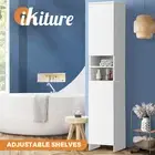Oikiture Bathroom Cabinet Storage Laundry Tall Slim Toilet Floor Cupboard White