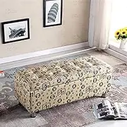 Modern Premium Ottoman Bench Rectangle Faux Leather Multifunction Shoe Changing Stool for Living Room Bedroom Entryway Hallway-Yellow Pattern 60x40x40cm(24x16x16inch)