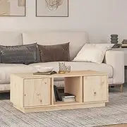 Solid Pine Wood Coffee Table Home Living Room with Storage, Round Modern Tables for Farmhouse, 110x50x40 cm