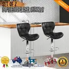 Set of 2 Bar Stools Kitchen Swivel Barstool Leather Dining Chairs Gas Lift Black