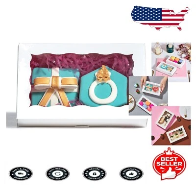 100 Pack Auto-Popup Bakery Boxes with Elegant Window - Perfect for Pastries