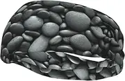[CADREWY] Many Black Pebbles Print Stylish Sports Sweatband Stretchy Breathable and Moisture Wicking Headband for Gym