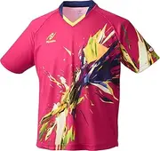 [NITTAKU] J.T.T.A (Japanese Table Tennis Association) Certified Table Tennis Shirt, Unisex, Sweat Absorbent, Quick Drying, Stretchy, Bright Burst Shirt, Rosé