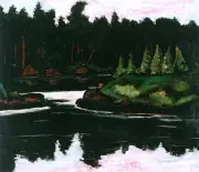 Oil painting Robin-Hood-Cove-Georgetown-Maine-Marsden-Hartley-oil-pain landscape