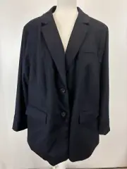 NEW! Talbots Wool Blend Blazer Jacket Sz 22W Plus Navy Italian Fabric