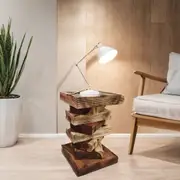 [Mango Trees] "Book Stack" Bedside Table/Corner End Table/ Raintree Wood Clear