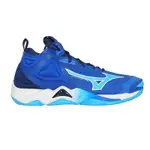 MIZUNO WAVE MOMENTUM 3 MID 男高筒排球鞋-美津濃 V1GA231701 藍湖水藍白