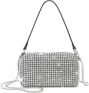 [Skyoung] Rhinestone Purse for Women Sparkly Rhinestone Bag Evening Bag Silver Clutch Purses Bling Crossbody Bags for Women
