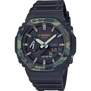 CASIO 卡西歐 G-SHOCK 農家橡樹 街頭軍事系列八角電子錶-迷彩綠 (GA-2100SU-1A)