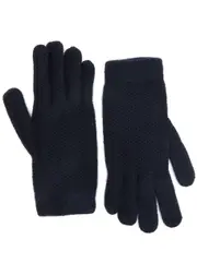 Inverni Waffle-knit Cashmere Gloves - Navy - One Size ONE SIZE