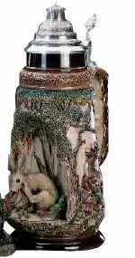 German Beer Stein wildlife wilderness giantstein, Rabbit .. KI 335-B 2L Hase NEW