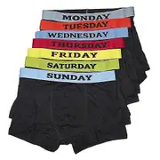 Universal Textiles Mens Days Of The Week Boxer Shorts / Underwear (Pack Of 7) Black S Waist 30-32inch (76-81cm)