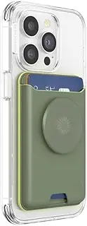 PopSockets Softgoods Phone Wallet with Expanding Grip and Adapter Ring for MagSafe, Phone Card Holder, Wireless Charging Compatible, Wallet Compatible with MagSafe® - Eucalyptus
