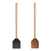 5X(2PCS Leather Fly Swatter with Long Wood Handle Sturdy Flyswatter for3077