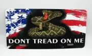 GADSDEN FLAG DONT TREAD ON ME AMERICAN FLAG METAL CAR LICENSE PLATE AUTOTAG