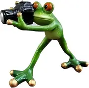 BUPOfromcn Outdoor Decor Garden Frog Gifts, Paparazzi Camera Decor, Resin Crafts for Shelves Table Desk, Statues for Garden