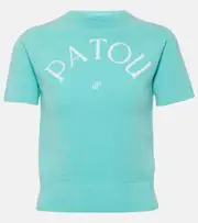 [Patou] Patou Logo knitted cotton-blend T-shirt AU 14 blue