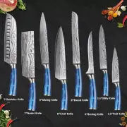 1-8Pcs Kitchen Chef Knife Set High Carbon Steel Meat Cleaver Knives Resin Handle