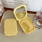 Cheese Biscuit Design Biscuit Hand-Held Mirror Biscuit Pocket Mirror Student
