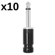 10 Pack - Squareplug SPS6MBK Medium Body TS/Mono Straight Plug, Black