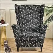 Printed Wing Chair Slipcovers 2 Piece Stretch Wingback Chair Cover Spandex Fabric Wingback Armchair Covers with Elastic Bottom for Living Room Bedroom Wingback Chair (Color : #24)