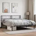 Metal Bed Frame with Headboard Black - Queen Size