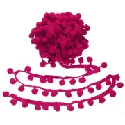 9 Yards Pom Pom Trim Ribbon, 1" Wide Rose Red Ball Fringe Trim for DIY