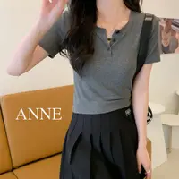 在飛比找蝦皮商城優惠-ANNE｜女亨利領短袖上衣 L-XL【AT20170】短袖t