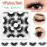 7Pairs Natural Fake Lashes Set 3D Mixed Layered Long Soft False Eyelashes Makeup