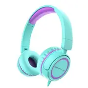 V1 Kids Headphones, Wired Stereo Foldable Tangle-Free 3.5mm Adjustable On Green