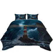 Ocean Coastal Art the Unbreakable Lighthouse Coverlet