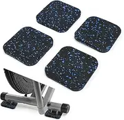 LBG Products 4Pack Treadmill Mat,10cm x 10cm x 10mm Exercise Equipment Mat,High-Density Rubber Mat for Shock Absorption and Anti Slip Protection of Hardwood Floors & Carpets (Black and Blue)