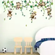 decalmile Monkey Climbing Tree Wall Decals Jungle Animals Stickers A