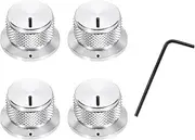 uxcell 4Pcs Aluminium Knurled Potentiometer Knobs 1/4" Volume Tone Control Top Hat Knob for Guitar Instruments Audio Mixer Amplifier Silver