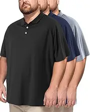 [Taiyin] 3 Pack Men's Big and Tall Golf Shirt Quick-Dry Performance Short Sleeve Lightweight Athletic Summer Clothing