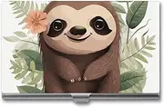 [LKHDS] Slim Aluminum Alloy Business Card Holder Cute Cartoon Sloth Pocket Business Card Case Portable Business Card Wallet Business Card Holders Handheld Card Box for Women Men, style, One size