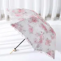 在飛比找ETMall東森購物網優惠-韓國小清新雙層蕾絲花邊太陽傘