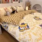 Cute Tiger Bedding Set Fashion Flat Sheet Quilt Duvet Cover Pillowcase Bed Linen