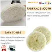 Polishing Pads 4" 100% Natural Wool Buffing Pad with Hook & Loop for Car Cutting