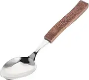 Cabilock Wood Handle Stainless Steel Spoon Decorative Dinnerware for Serving for Home Restaurant Settings