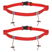 2 Pcs Elastic Triathlon Running Belt with 6 Energy Gel Loop for Marathon, Red