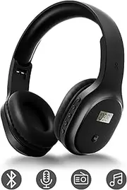 Rechargeable and Portable Personal FM Radio Headphones with Best Reception, Wireless Headset FM Radio Ear Muffs (Bluetooth)