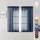 Short Sheer Curtains 54 Inches Length 2 Panels, Light Filtering Voile Curtain