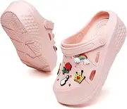 [SECHRITE] Women's Platform Clogs Lightweight EVA Rubber Shoes Waterproof Garden Clogs Camping Slippers with Footbed Platform Sandals 36-42 EU, Pink Lipstick, 9 AU