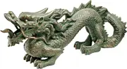 EU9306 Asian Dragon of the Great Wall Statue Bronze Verdigris Finish Medium, 21