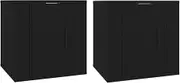 Wall Mounted TV Cabinet Set of 2, Black Engineered Wood TV Stand (40x34.5x40 cm) - Space-Saving Design for Small Living Rooms & Bedrooms, Sturdy & Modern TV Unit