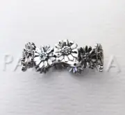 Pandora Sparkling Daisy Flower Crown Ring #198799C01 +HINGED BOX +POLISH CLOTH