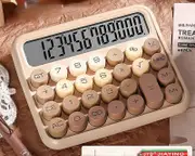 Unbrand Mechanical Calculator 12 Digit Extra Large 5-Inch LCD Display, Easy to Press Office Calculators Desktop,for Daily ,with Battery Coffe