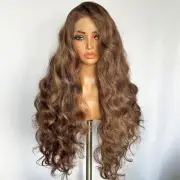 13x6 Lace Frontal Wig Highlighted 32 Inch Body Wave Pre Plucked Babyhair Tran...
